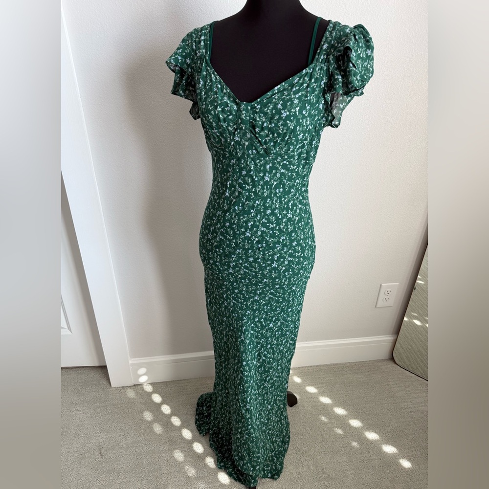 Reformation Green Floral Midi Dress - Picture 3 of 7